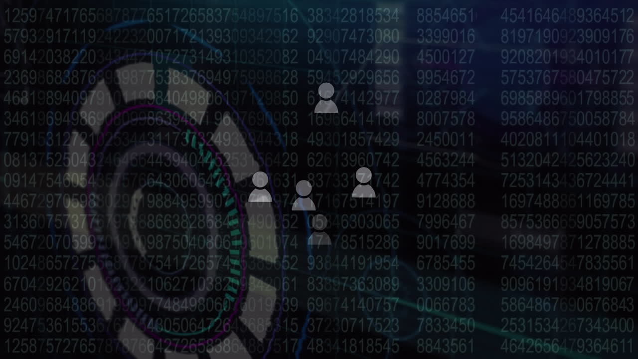 Animation of data processing over black background