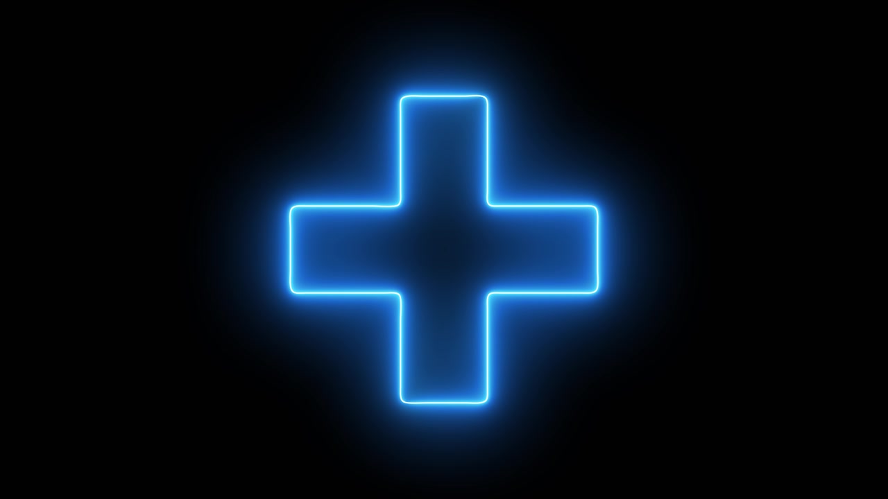 Blue Neon Plus Sign