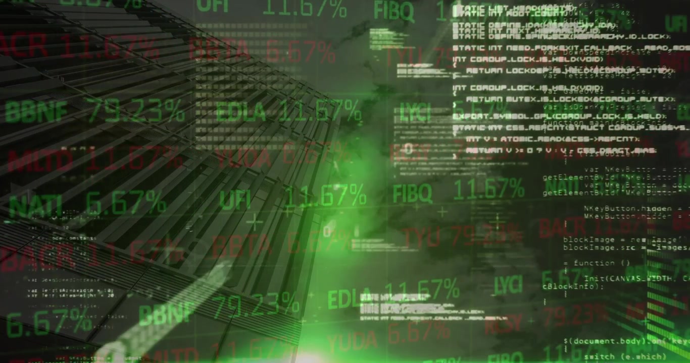 Animation of data processing over cityscape