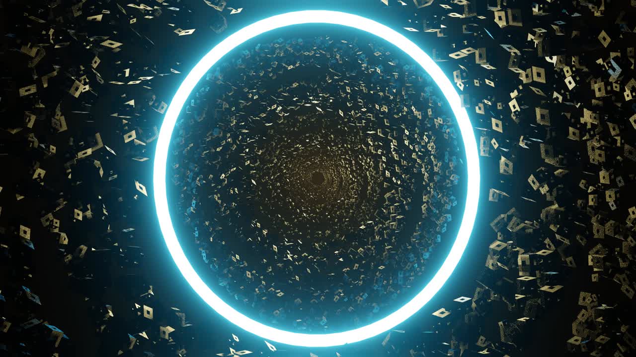 알 수 없는 곳으로 가는 추상적인 포털, 에너지 블루 링, 배경 1