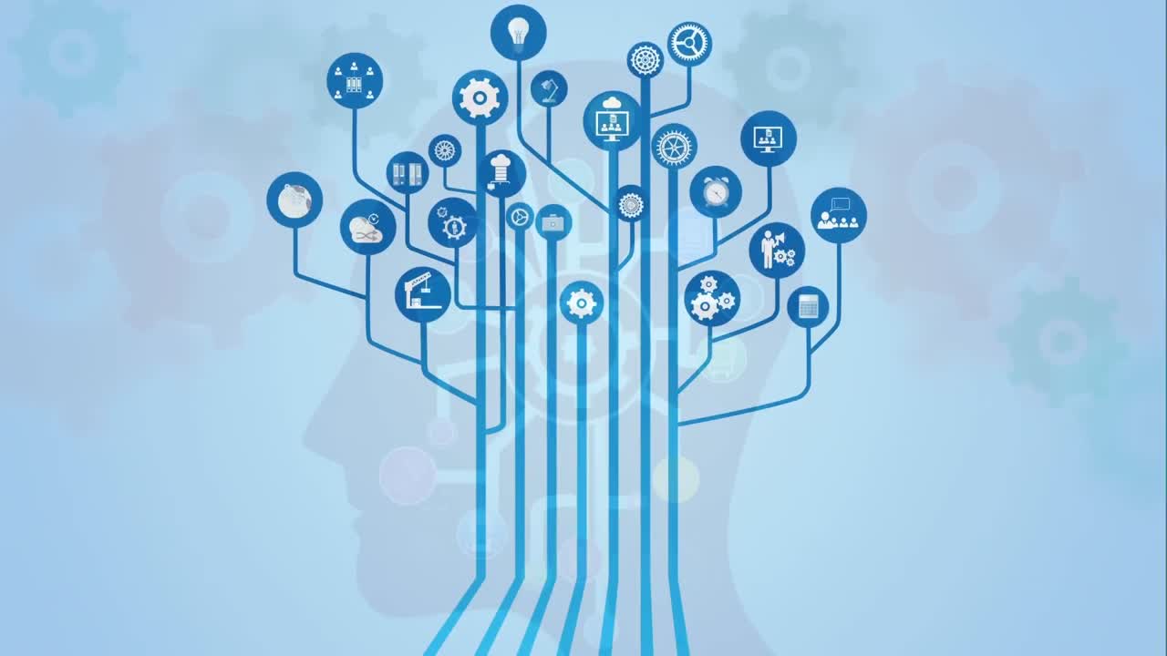 Silhouette of animated  head brainstorming