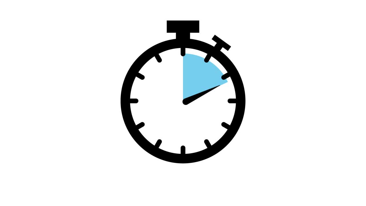 The 25 minutes, stopwatch icon. Stopwatch icon in flat style, timer on on color background. Motion graphics.