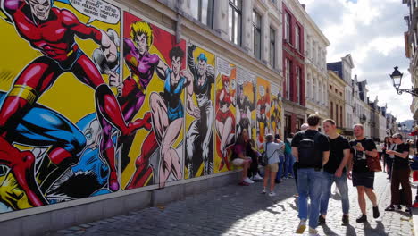 comic mural street in belgium
