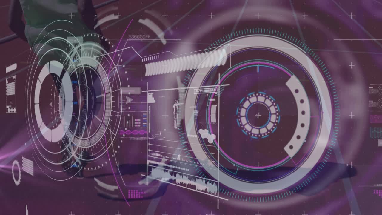 animación del procesamiento de datos sobre un corredor afroamericano discapacitado