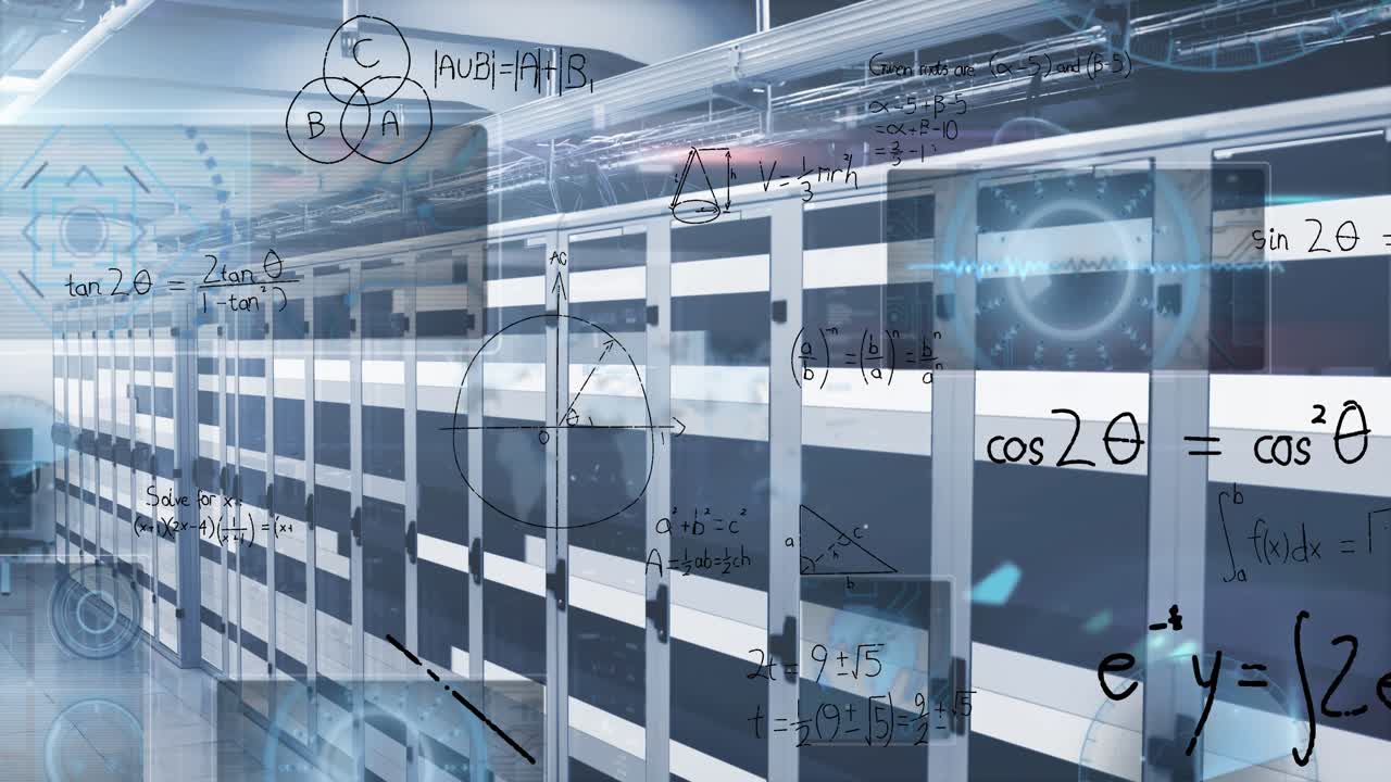 Animation of data processing over server room