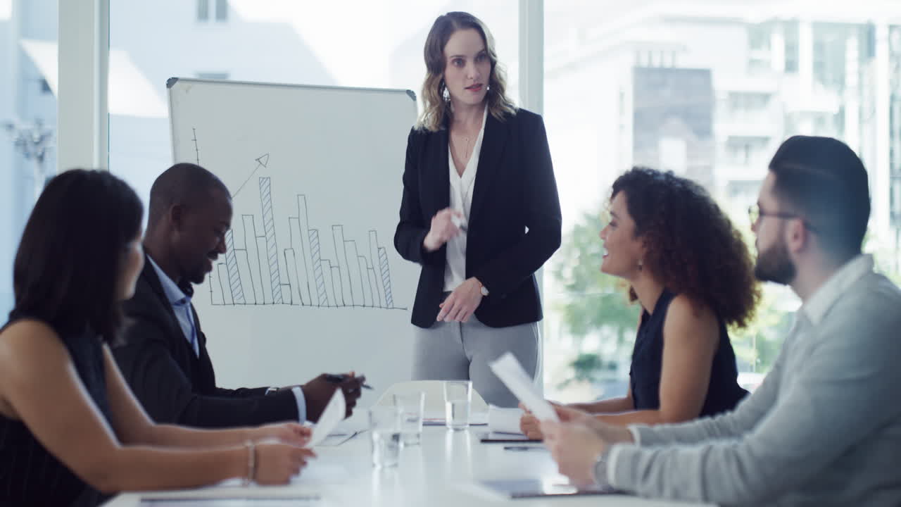 a young businesswoman giving a presentation to
