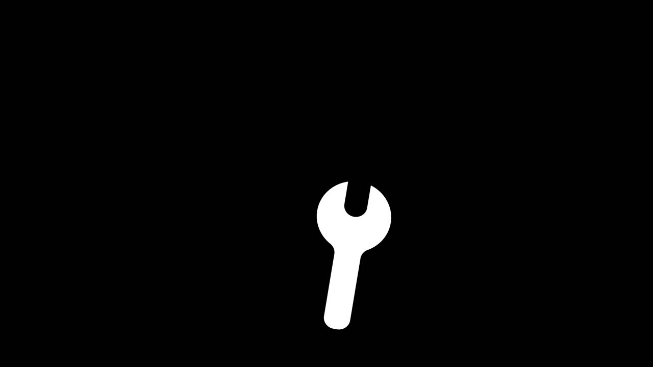 Animated White Wrench Icon on Black Background