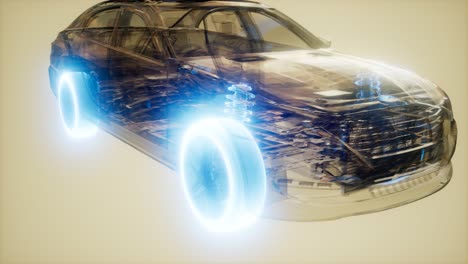 car wheels glowing in car