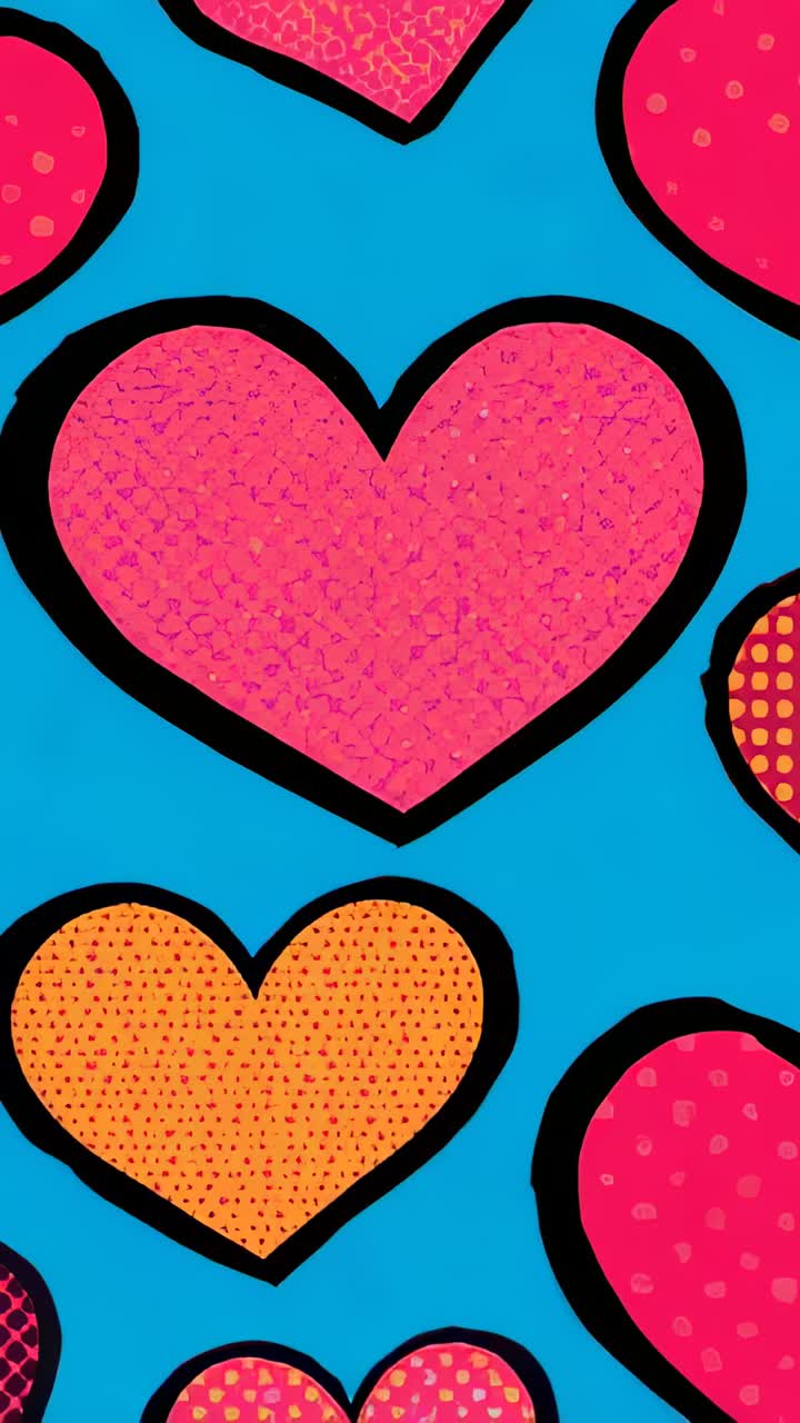 Vertical video: Loop starting, pink heart column shifting upward in tight crop for animated loop