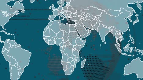 animation of diverse data over world map on green background