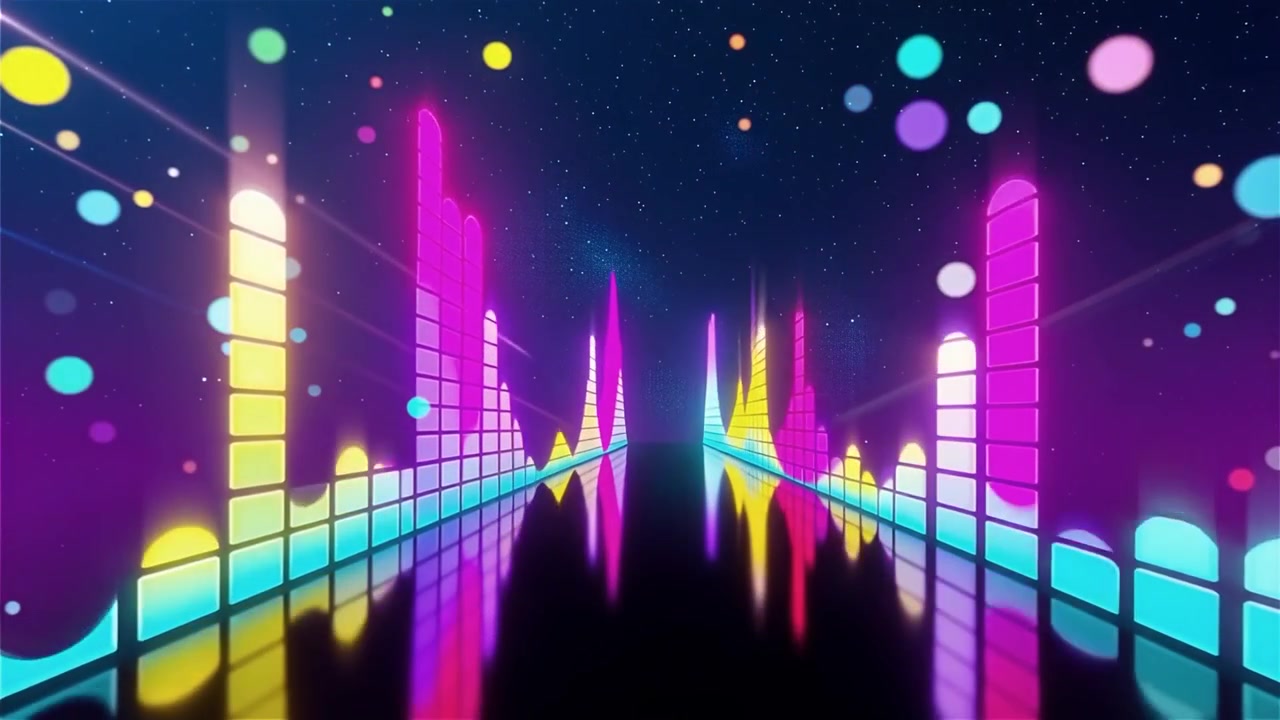 Futuristic Rainbow Neon Music Equalizer Visualizer Background