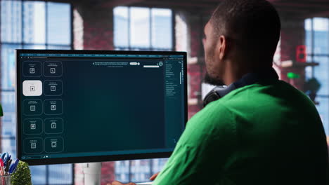vertical video young person uses software combining data and machine learning