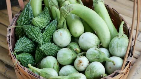 variety kinds of vegetable crops in basket, close up