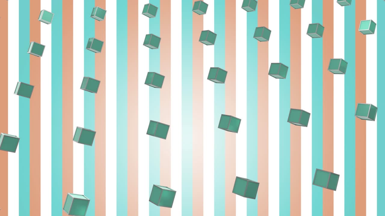 animación de cuadrados azules en fondo de color