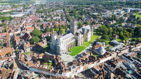 aerial view of canterbury cathedral and city