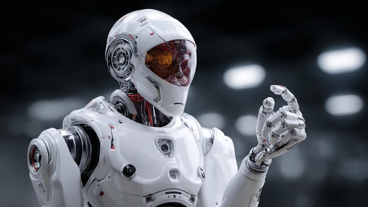 A Futuristic Robot Designed for Precision and Efficiency Showcasing Advanced Technology and Complex Mechanisms in a Sleek White Appearance with Striking Features