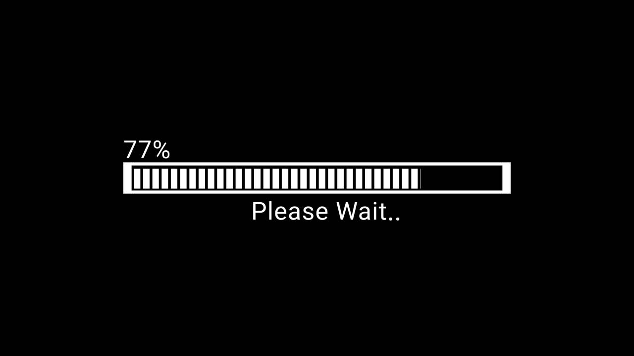 Digital Loading Progress Bar with Percentage and Please Wait Message