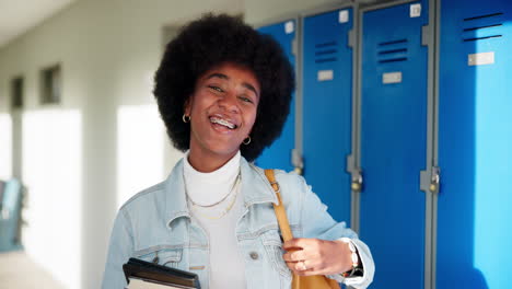 teenage student in school hallway