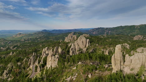 drone view soaring above surreal rock landscapes in the western united states.