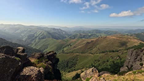 sunny mountain landscape: unspoiled mountain range runs to horizon