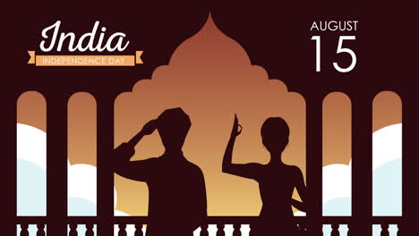 celebración del día de la independencia de la india con la silueta de la pareja