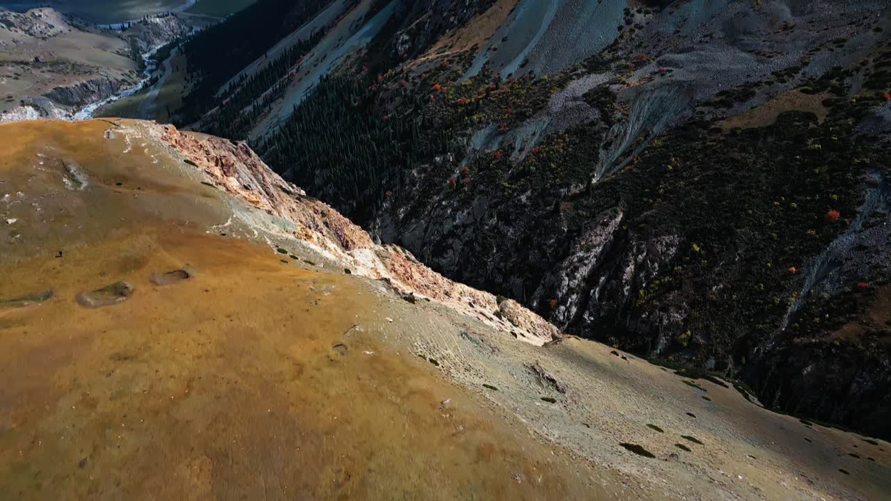 Valley reveal, remote mountain pass, jagged rocks, serene tranquility
