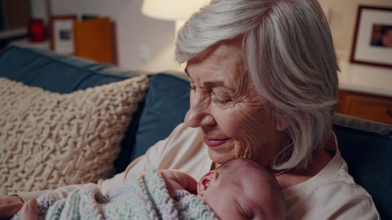 Grandmother Holding Newborn Baby