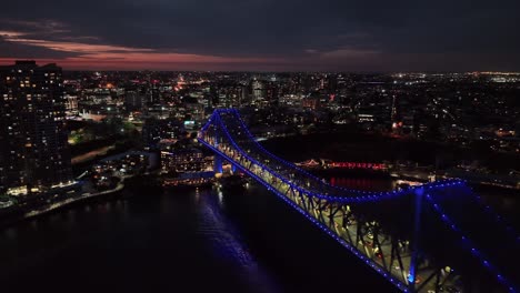 establishing drone shot of brisbane city's story bridge