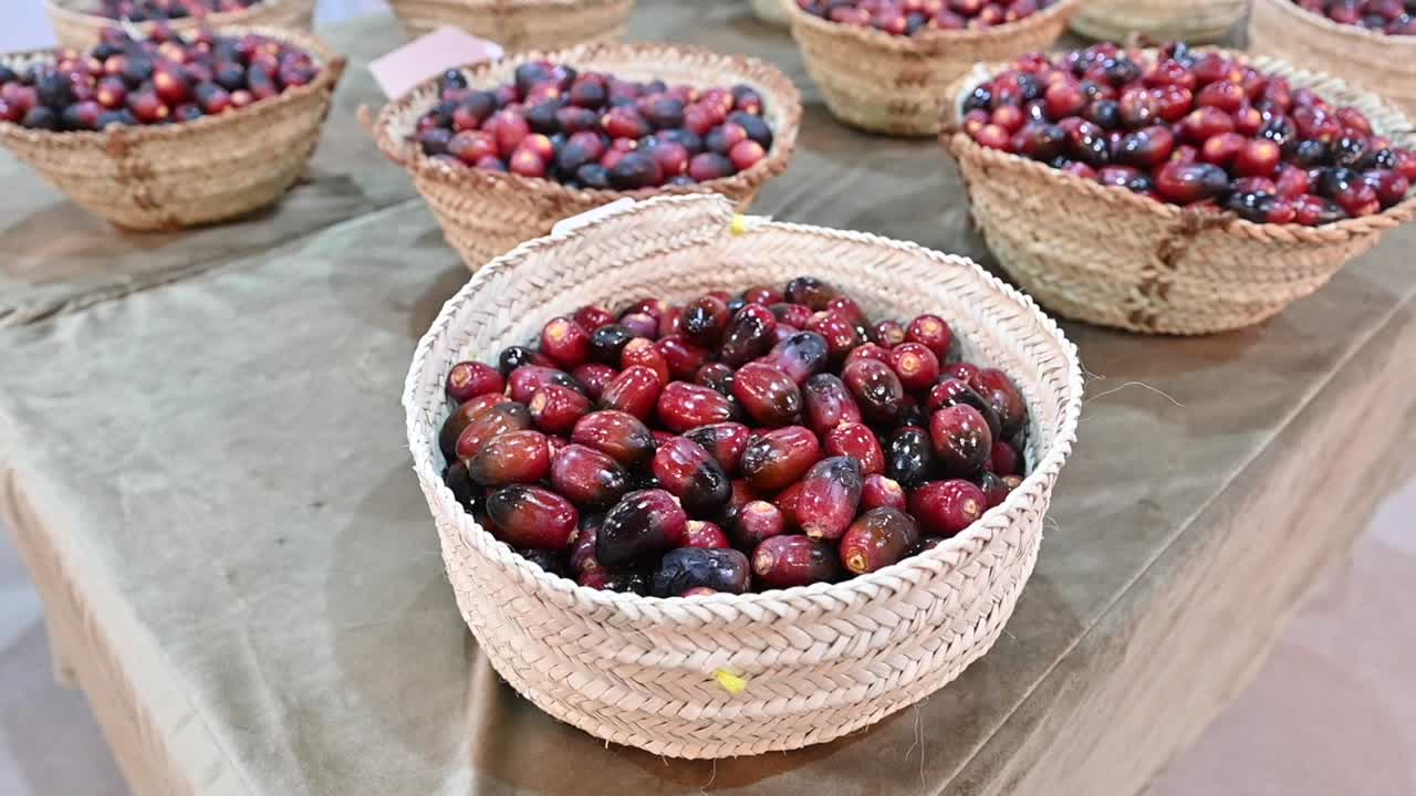 Fresh Emirati Dates are displayed during the Dates Festival in the United Arab Emirates
