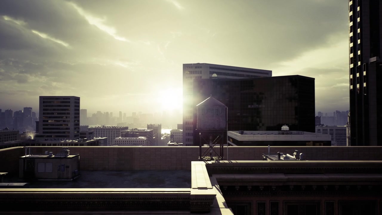Sunset cityscape farewell sunset silhouette over urban rooftops