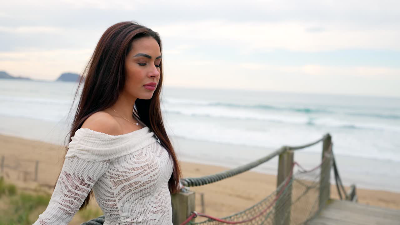 Woman enjoying the view of the beach
