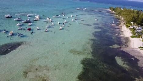 Cinematic-footage-of-boats-at-Rum-Point,-Grand-Cayman-|-Cayman-Islands