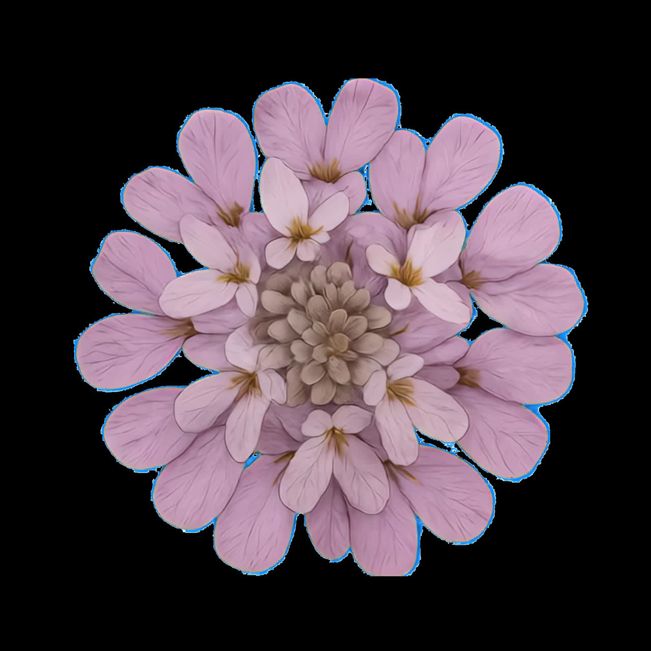 Floral mandala animation isolated asset, transparent 4K video, alpha channel, ProRes 4444