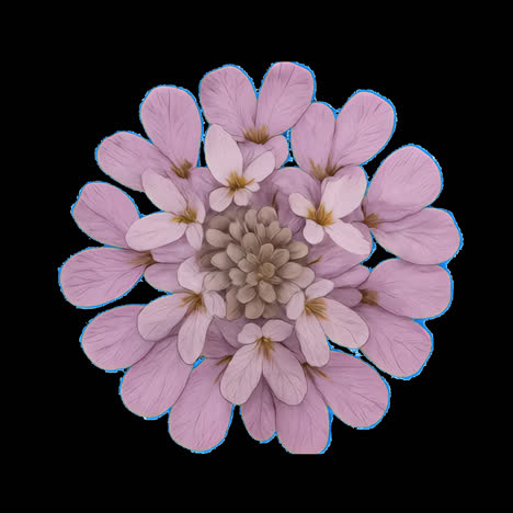 floral mandala animation isolated asset, transparent 4k video, alpha channel, prores 4444