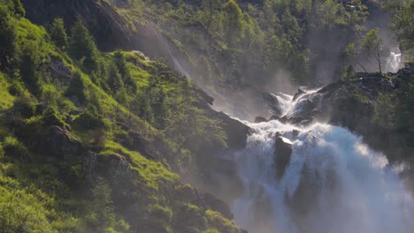 Latefossen-Waterfall-Odda-Norway.-Latefoss-is-a-powerful,-twin-waterfall.