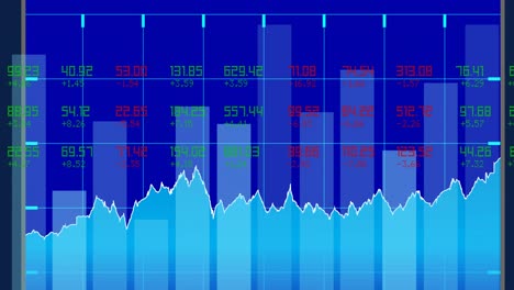animación del procesamiento de datos y el registro estadístico sobre fondo azul