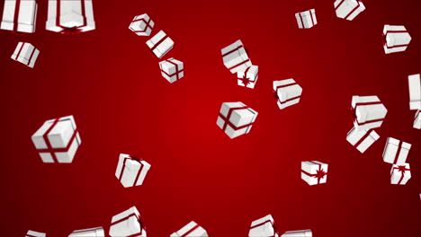 Red-and-white-presents-falling-on-red