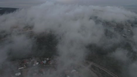 Wonderful-panorama-of-clouds-view-from-above-of-the-green-countryside-Israel,-Katzir