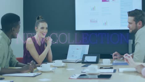 animación de un nuevo texto de colección sobre diversas personas de negocios en la oficina