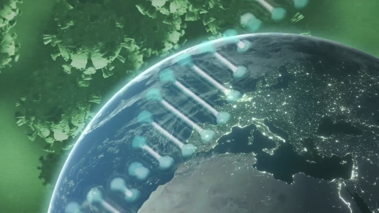 지구 회전에 대한 dna 구조와 코로나19 세포