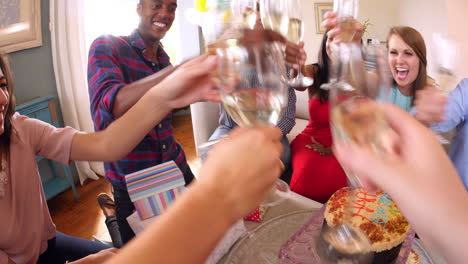 point of view shot of friends  celebrating birthday party