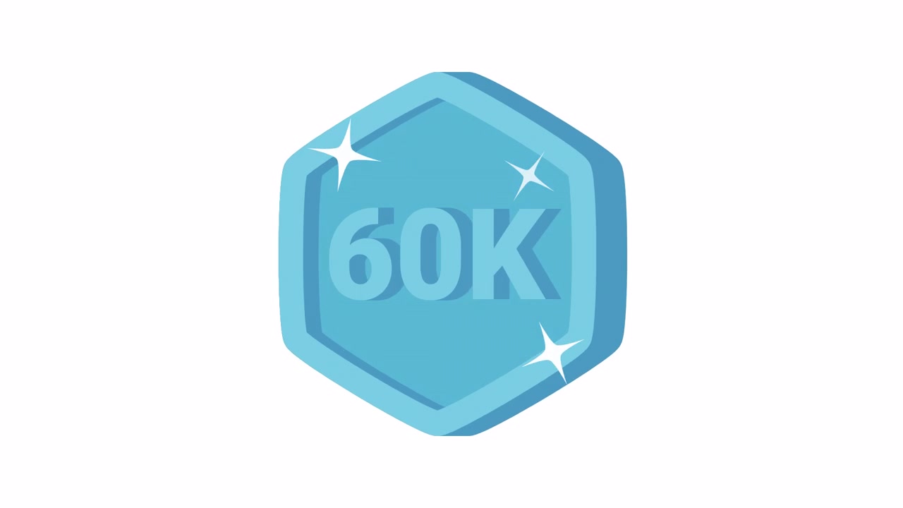 Badge ricompensa esagonale blu animato da 60K con scintille.