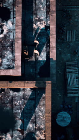 aerial view of an abandoned rooftop