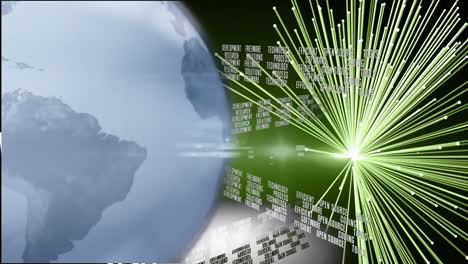 animation of globe over data processing and network of connection