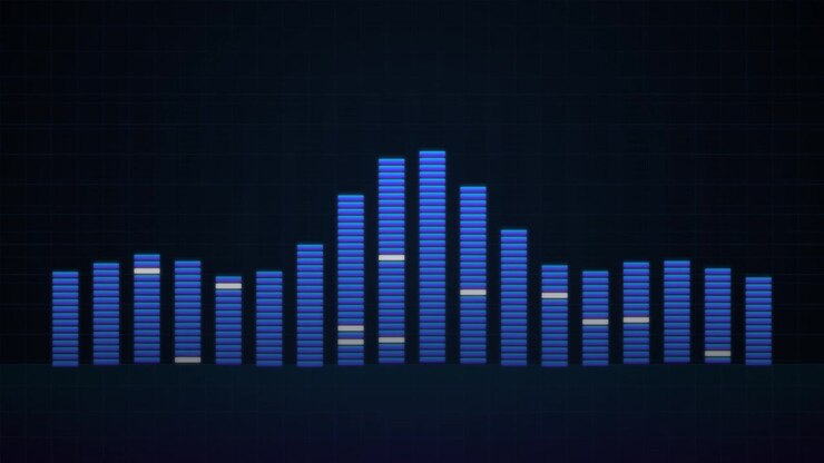 Digital Audio Equalizer Visualizer with Blue Bars