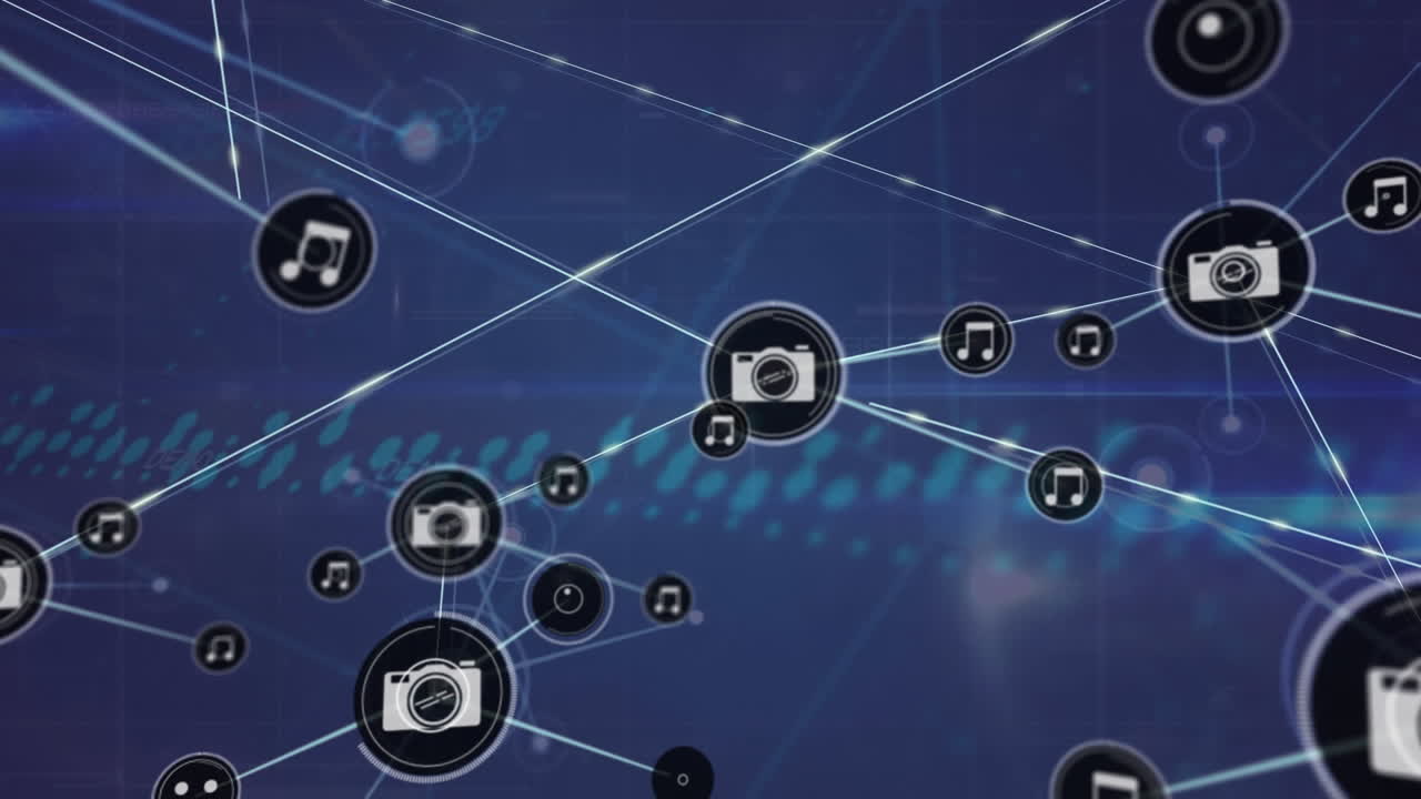 animación del procesamiento de datos a través de conexiones de red