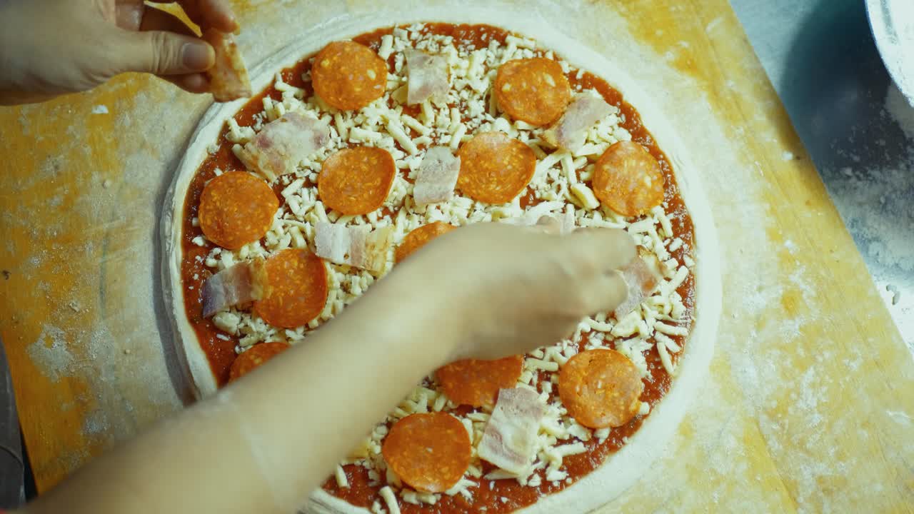 Making a Delicious Pepperoni and Bacon Pizza