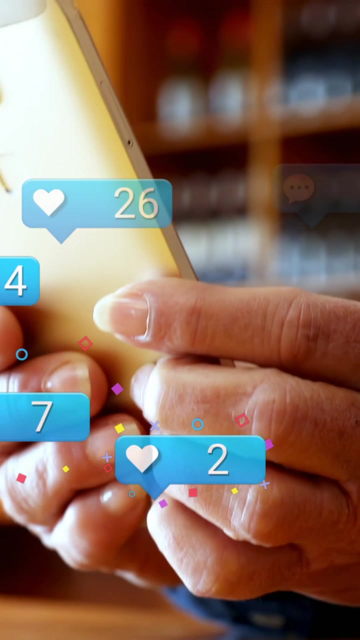 Speech bubble with increasing numbers against mid section of caucasian senior woman using smartphone