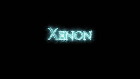 xenon, chemical element, written with fire. loop