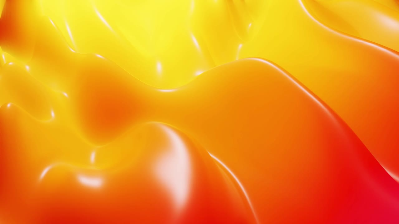 Fond abstrait élégant en boucle, surface changeante de matériau doux translucide comme de la gelée de pêche. Fond 3D créatif, doux et lumineux avec une lueur intérieure pour événements festifs 4K. Dégradé rouge orange jaune
